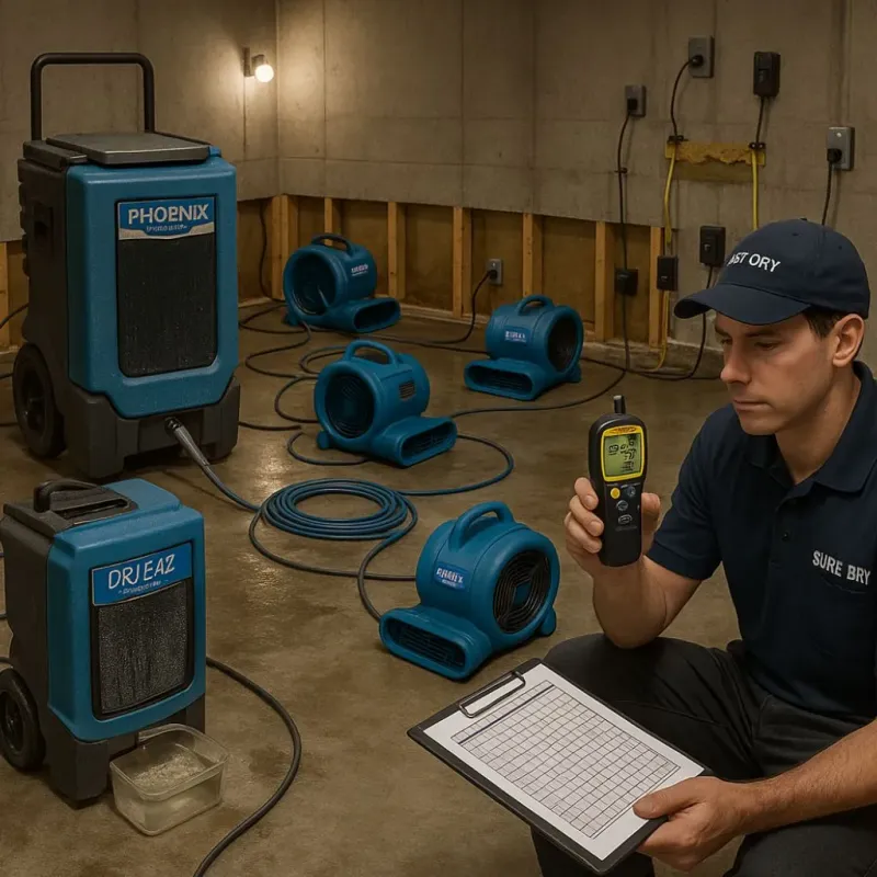 Structural Drying and Dehumidification process in Three Rivers, TX